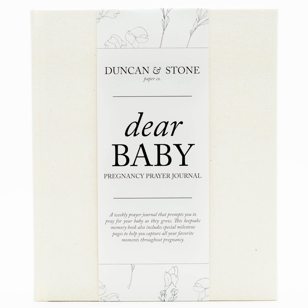 Duncan & Stone Pregnancy Prayer Journal Ivory cover with linen binding for lasting keepsake memories.