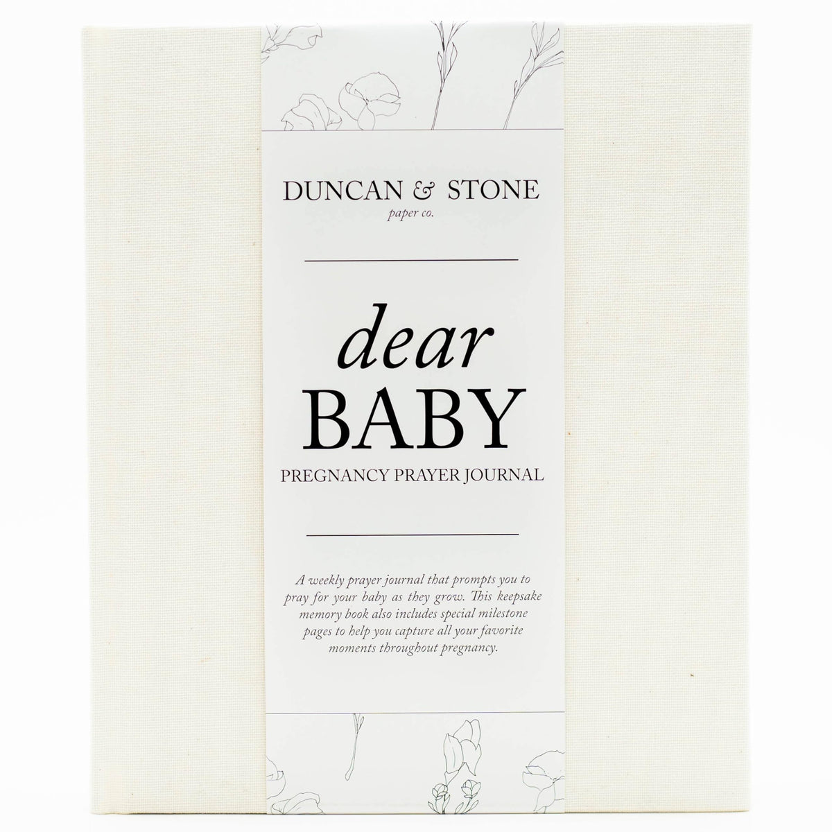 Duncan & Stone Pregnancy Prayer Journal Ivory cover with linen binding for lasting keepsake memories.