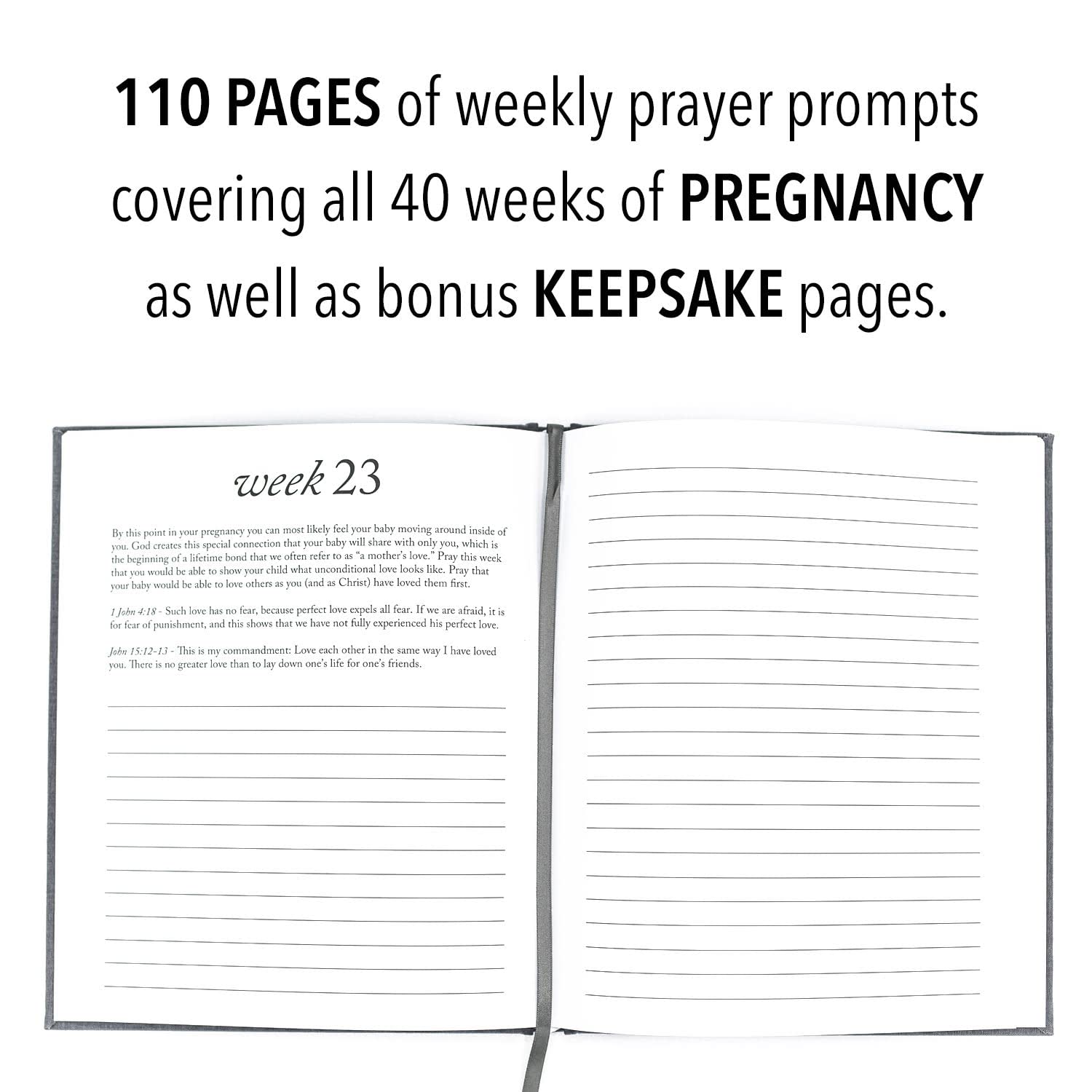 Duncan & Stone Pregnancy Prayer Journal hardcover with linen binding and gold embossing for durable elegance.