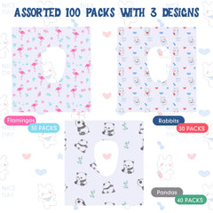 Dunzoom flamingos-pattern seat cover, vibrant print reduces toilet anxiety
