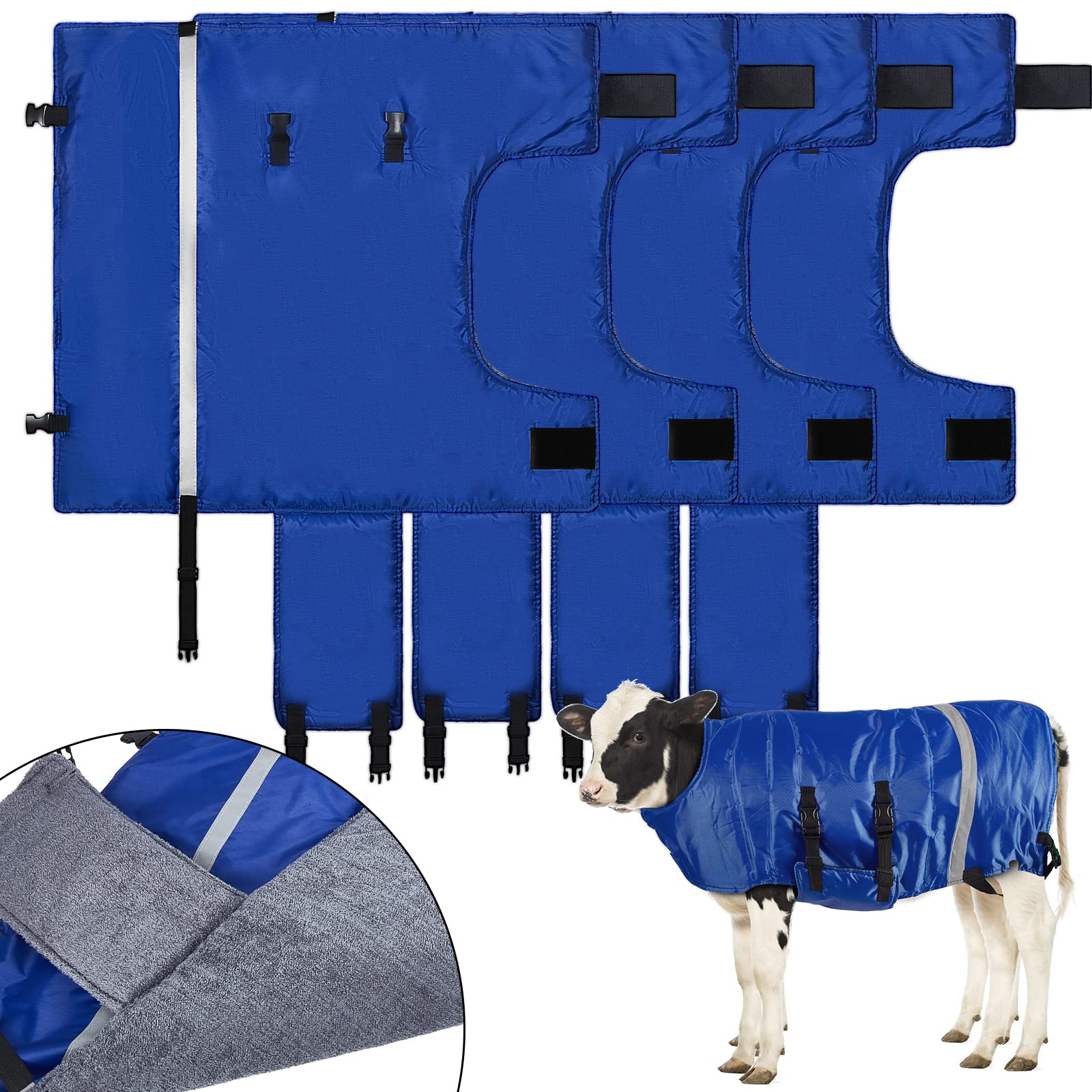 Dunzy winter calf blanket blue front view shows thick fleece warmth for cold days.