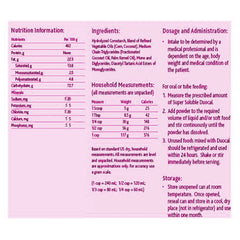 Duocal dairy-free formula powder scoop showing easy mixing into foods