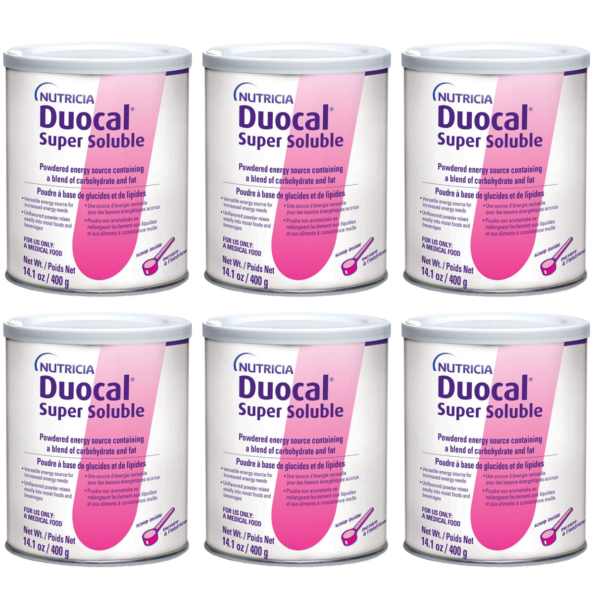 Duocal high-calorie powder case-front view highlighting convenient energy support for meals