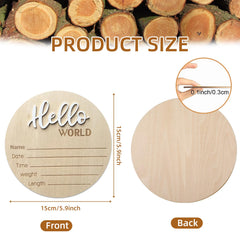DUOJINSANXI wooden sign engraved with birth stats for milestone display
