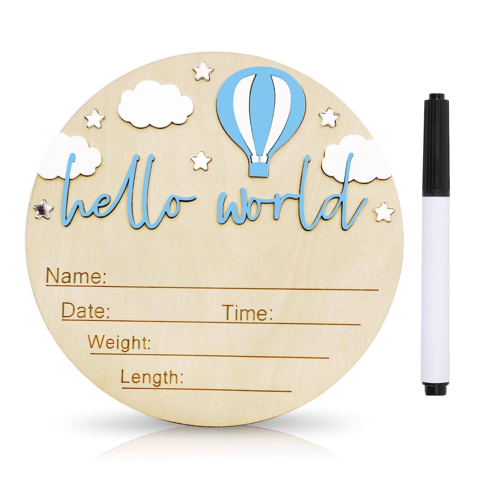 DUOJINSANXI baby announcement sign with blue balloon cloud for nursery décor and keepsake