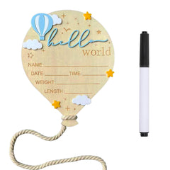 DUOJINSANXI baby announcement sign with blue balloon and clouds for nursery decor and photo shoots.