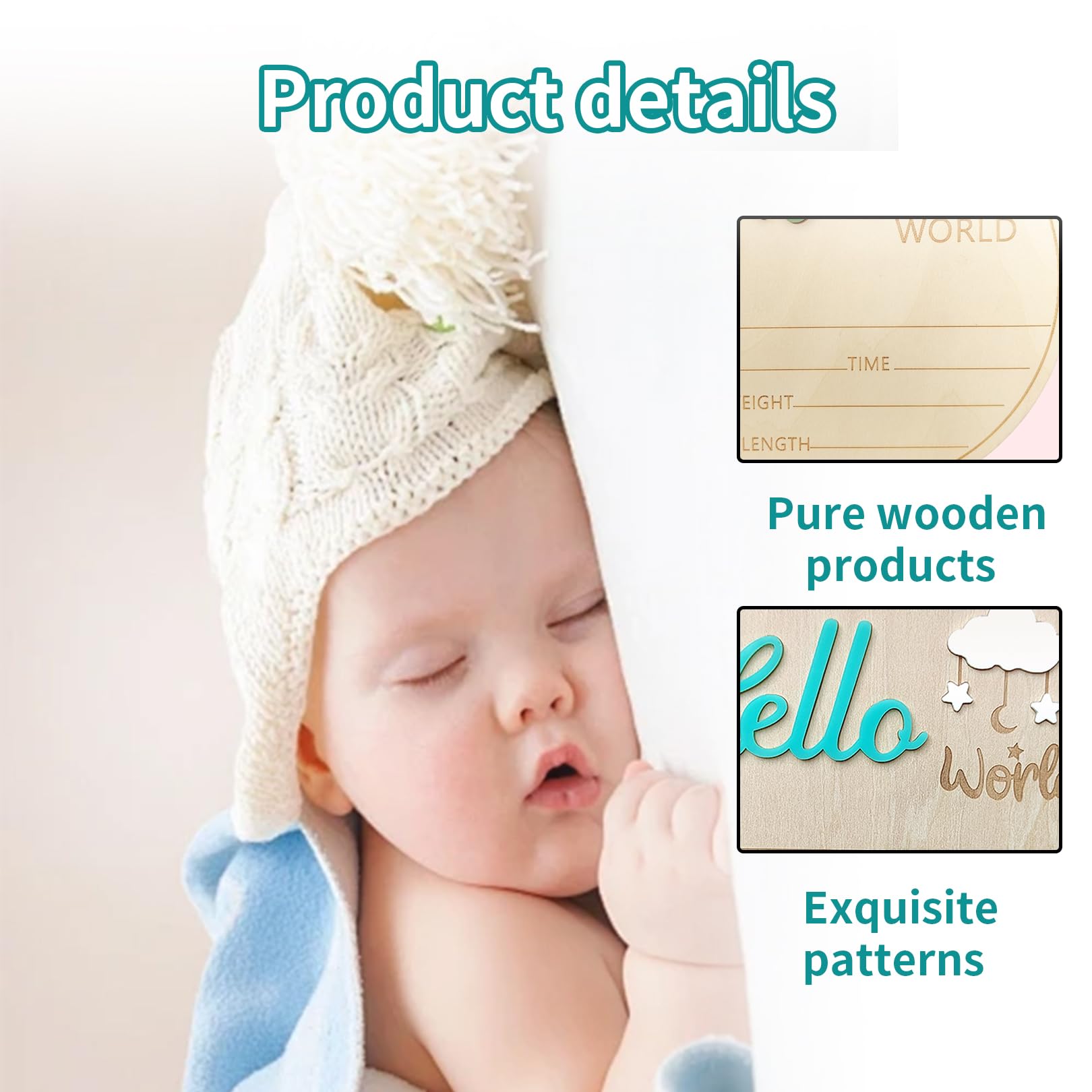 DUOJINSANXI baby announcement sign green with baby name engraving for a personalized keepsake