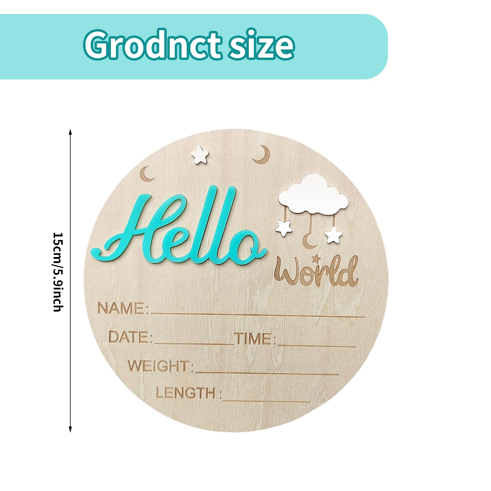 DUOJINSANXI baby announcement sign green cloud moon stars soft nursery decor for photos