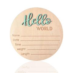 DUOJINSANXI Baby Announcement Sign with 3D Hello World letters for newborn photo props