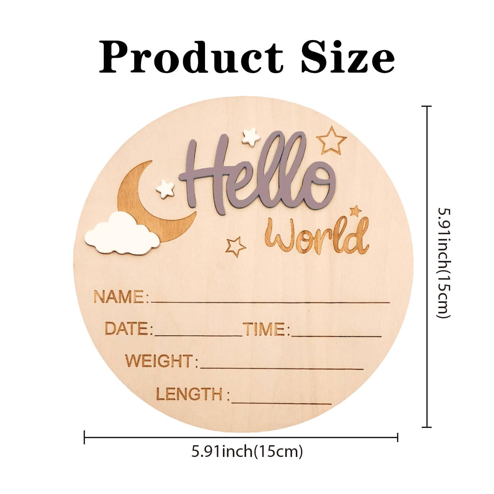 DUOJINSANXI baby announcement sign hello world text wooden with date area