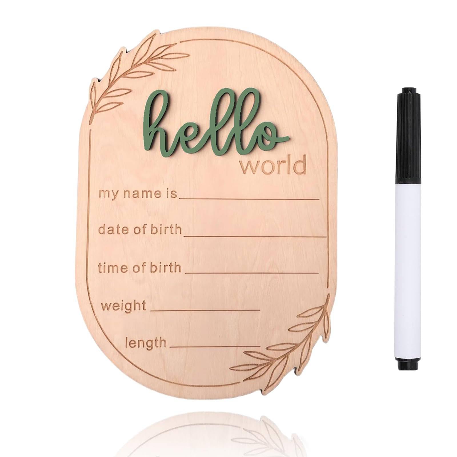 DUOJINSANXI baby-announcement-sign hello-world wood close-up photo prop for newborn moments