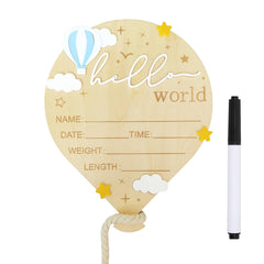 DUOJINSANXI baby announcement sign with hello world motif, ideal for newborn photos