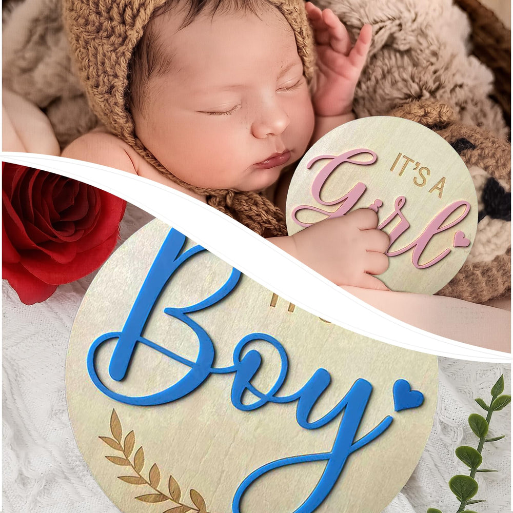 DUOJINSANXI baby announcement signs set arranged for baby shower or arrival photos.