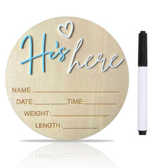 DUOJINSANXI wooden baby announcement sign, a keepsake to record name, date, and weight