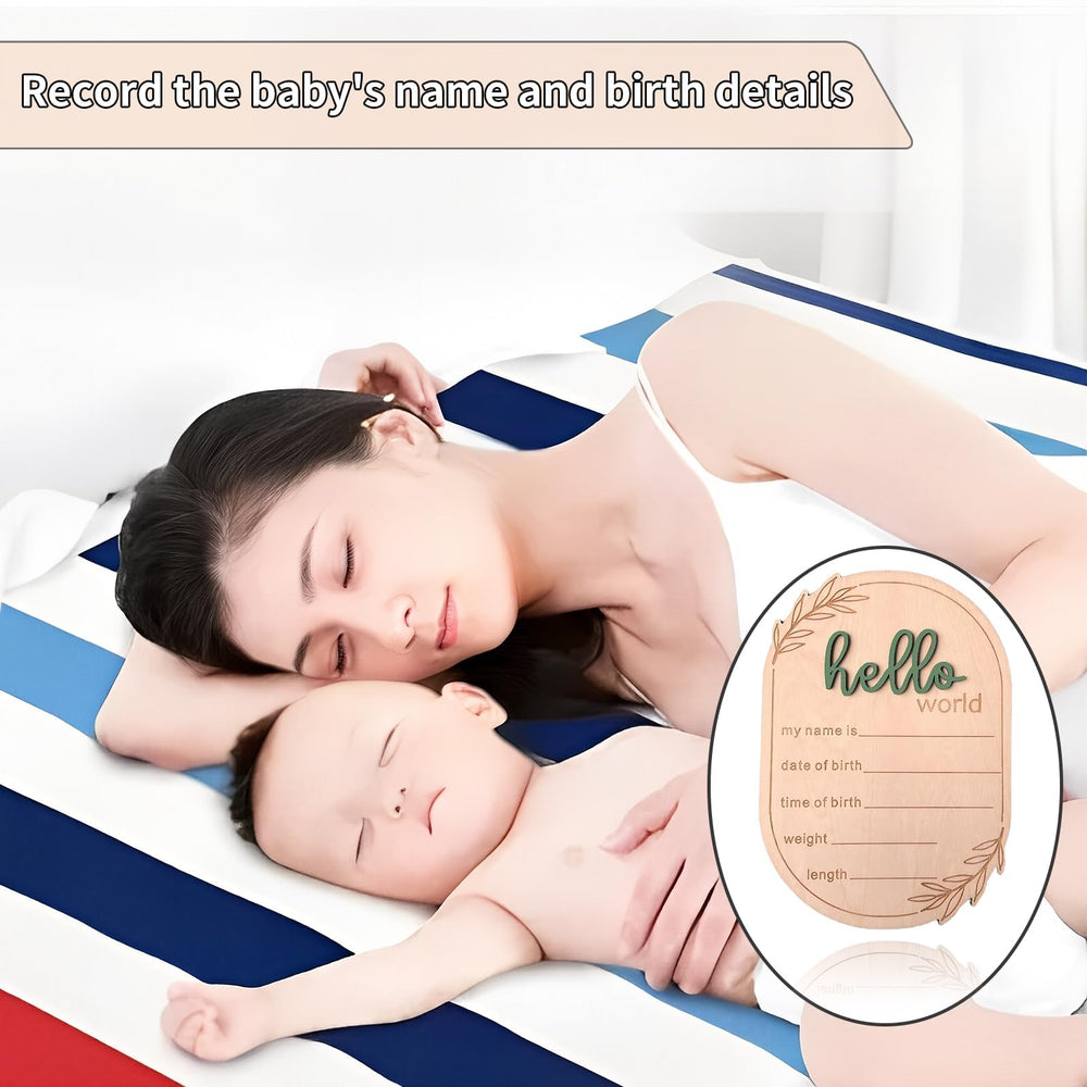 DUOJINSANXI green-wood-sign-complete-set shown as a welcoming nursery centerpiece