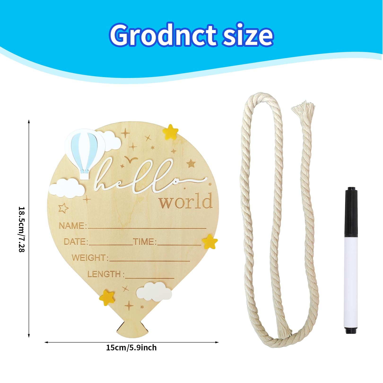 DUOJINSANXI hot air balloon birth sign, whimsical nursery decor