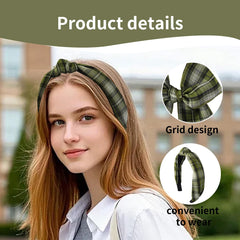 DUOJINSANXI knot bow and plaid scrunchie highlight playful, secure hairstyles.