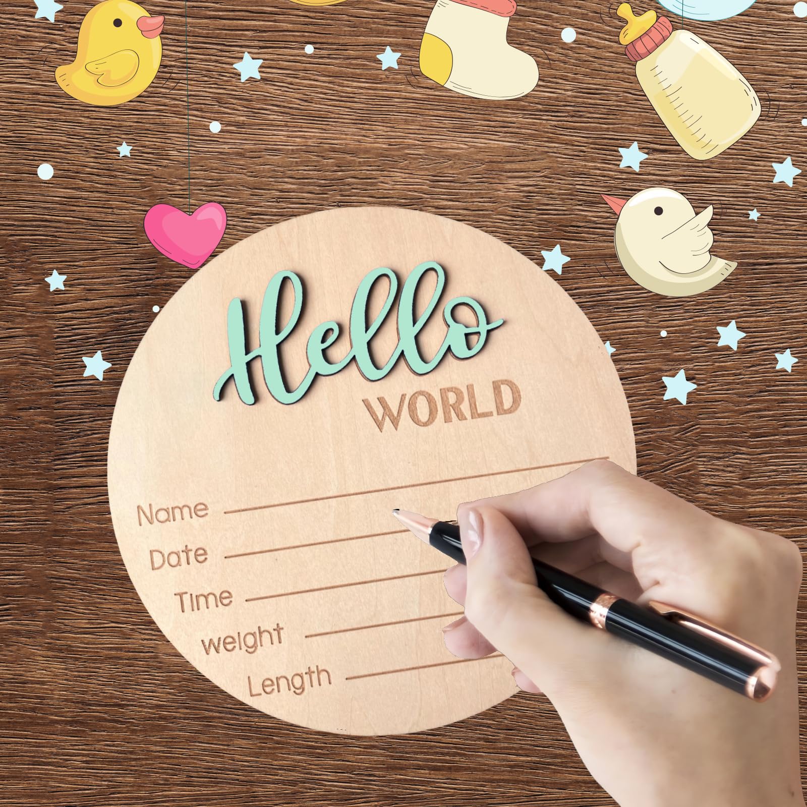 DUOJINSANXI Newborn photos prop sign demonstrates versatile use in picture moments