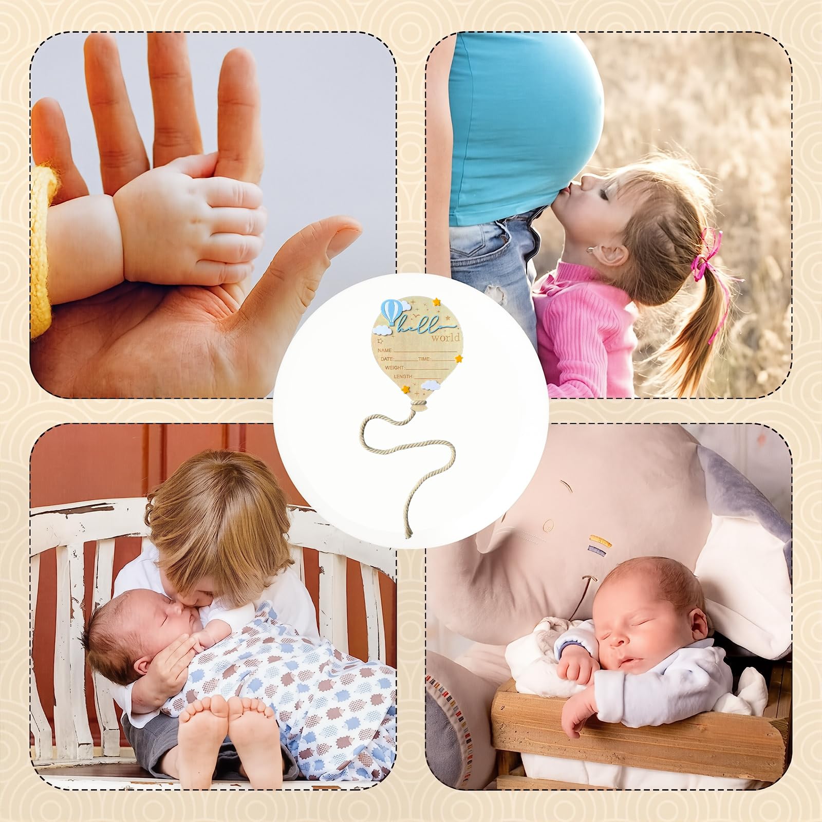 DUOJINSANXI newborn photo prop sign adding charm to portraits.