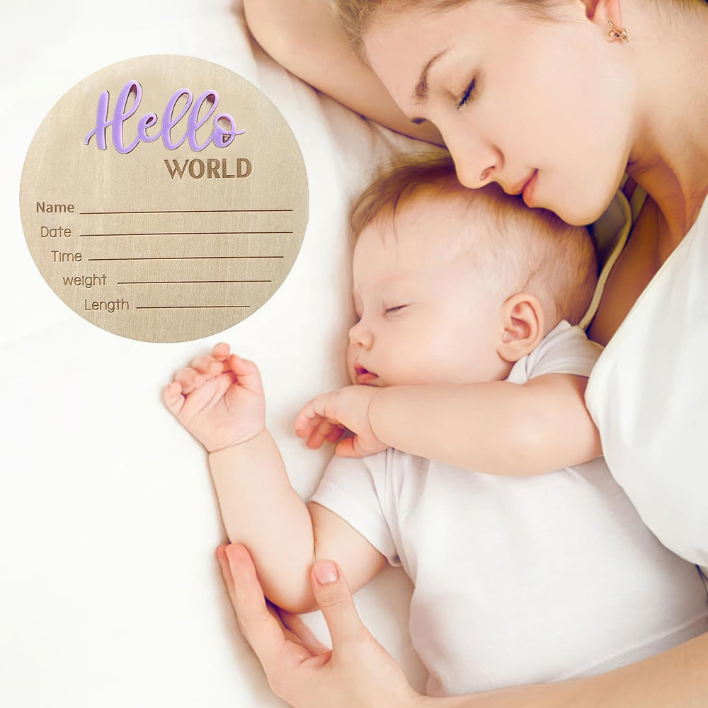 DUOJINSANXI purple-finish wood sign complements gender-neutral nursery styling