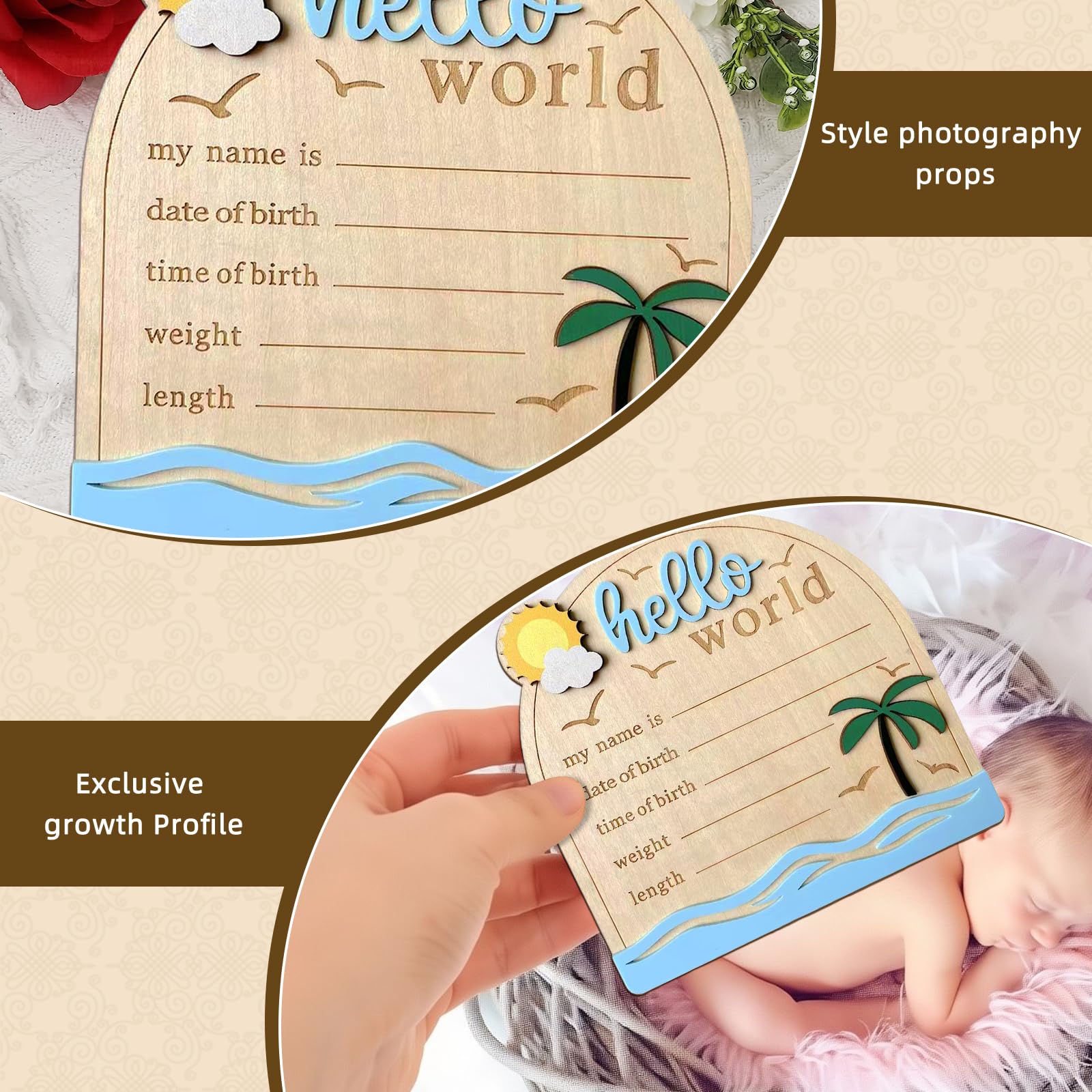 DUOJINSANXI Wooden Sign Tropical Ocean Waves, bright nursery decor that celebrates arrival.