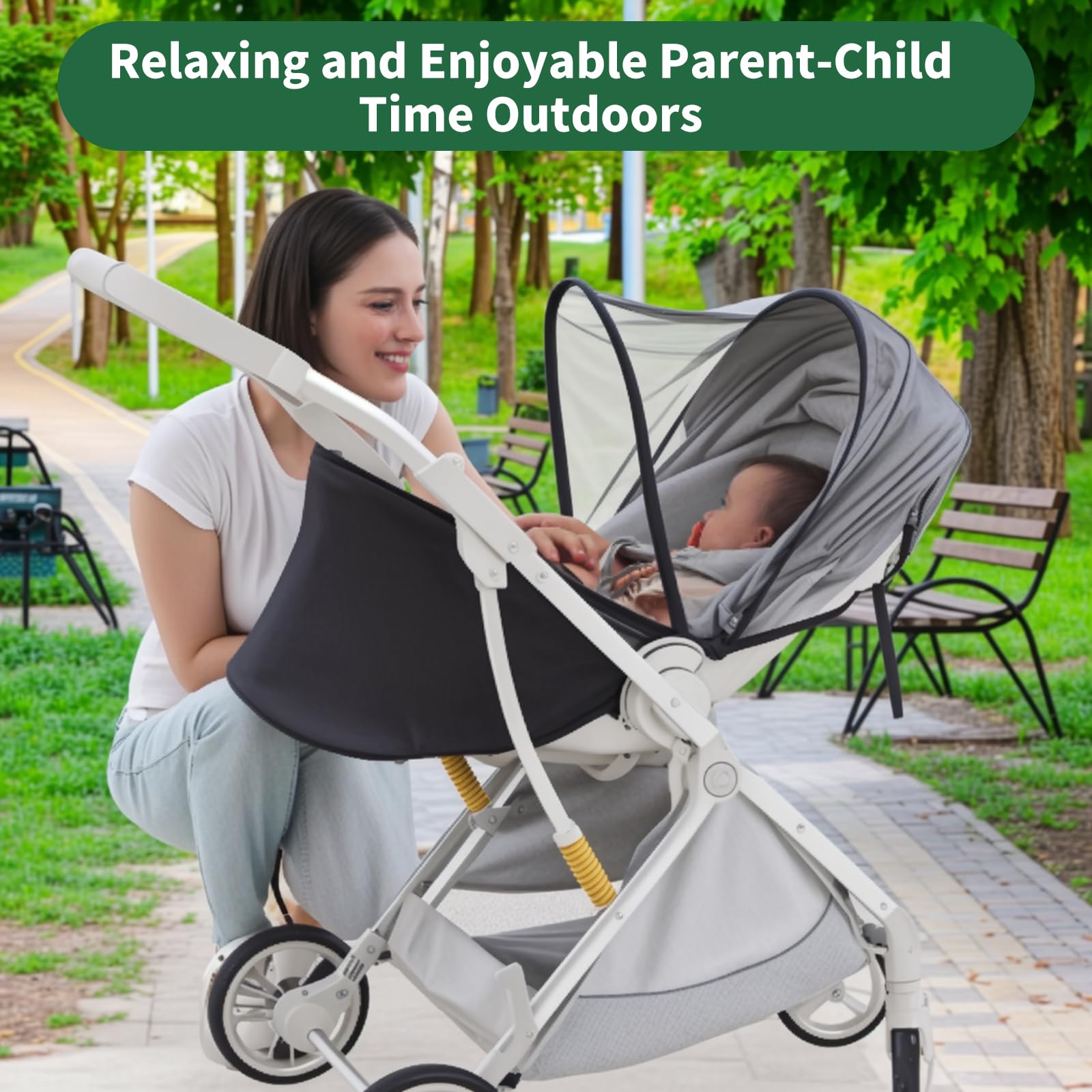 DUOMI baby-friendly shade enables easy on-the-go use.