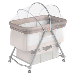 DUOMI Bassinet Cover two-way zipper closeup showing easy access and quick setup.