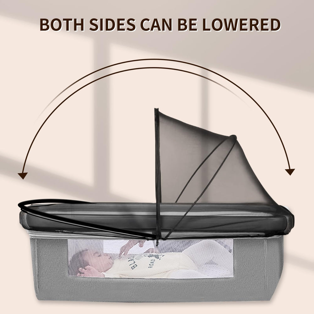 DUOMI bassinet cover PE rubber-band support offers flexible, roomy protection.