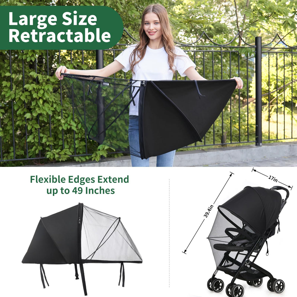 DUOMI stroller mosquito net protects against insects while maintaining ventilation.
