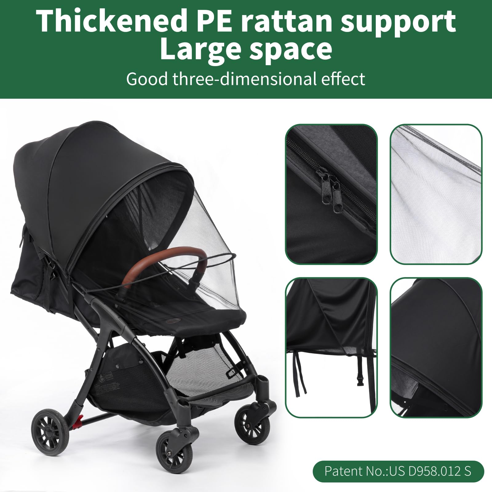 DUOMI stroller sunshade extended size shows large coverage for sunny routes.