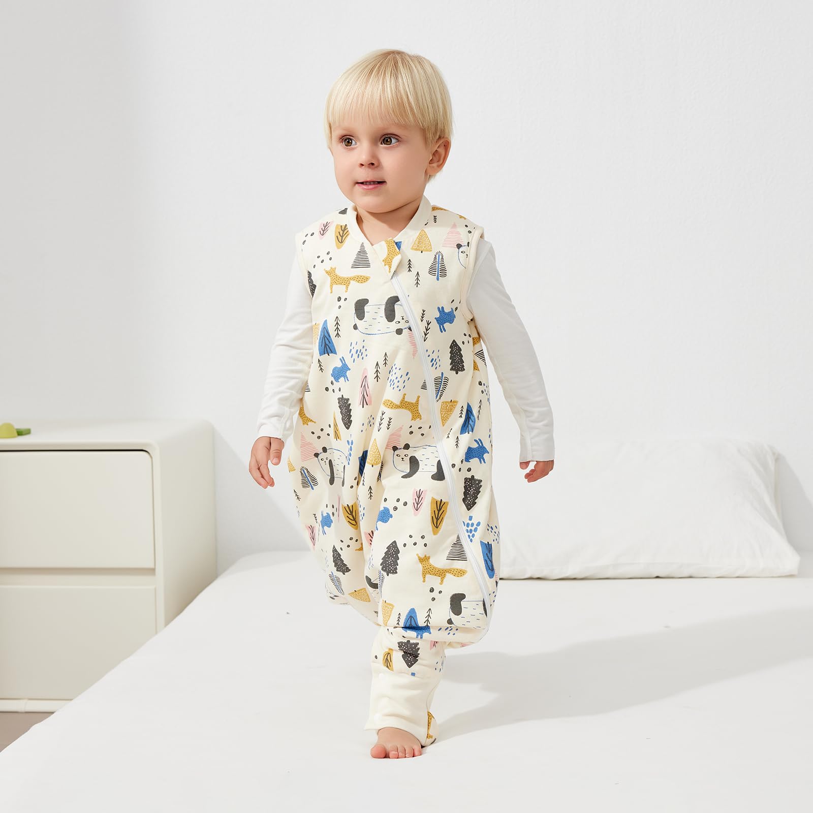Duomiaomiao 1.5TOG sleep sack with cotton lining for year-round comfort.