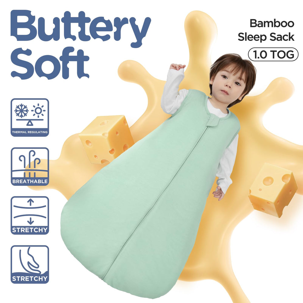 Duomiaomiao 2-pack sleep sacks stacked, breathable fabric for all-season comfort.