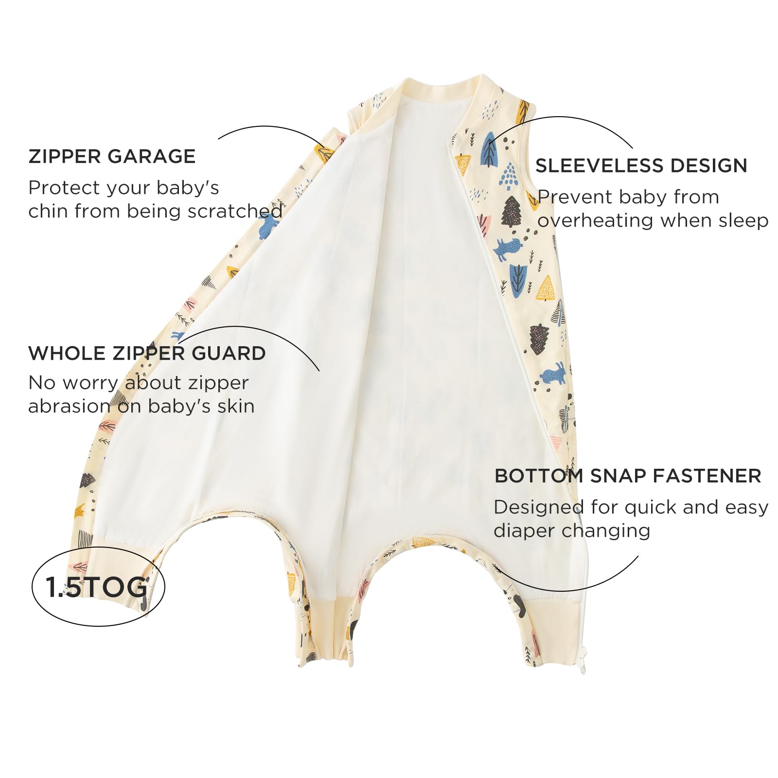 Duomiaomiao sleep sack with feet allows active toddlers to move freely.