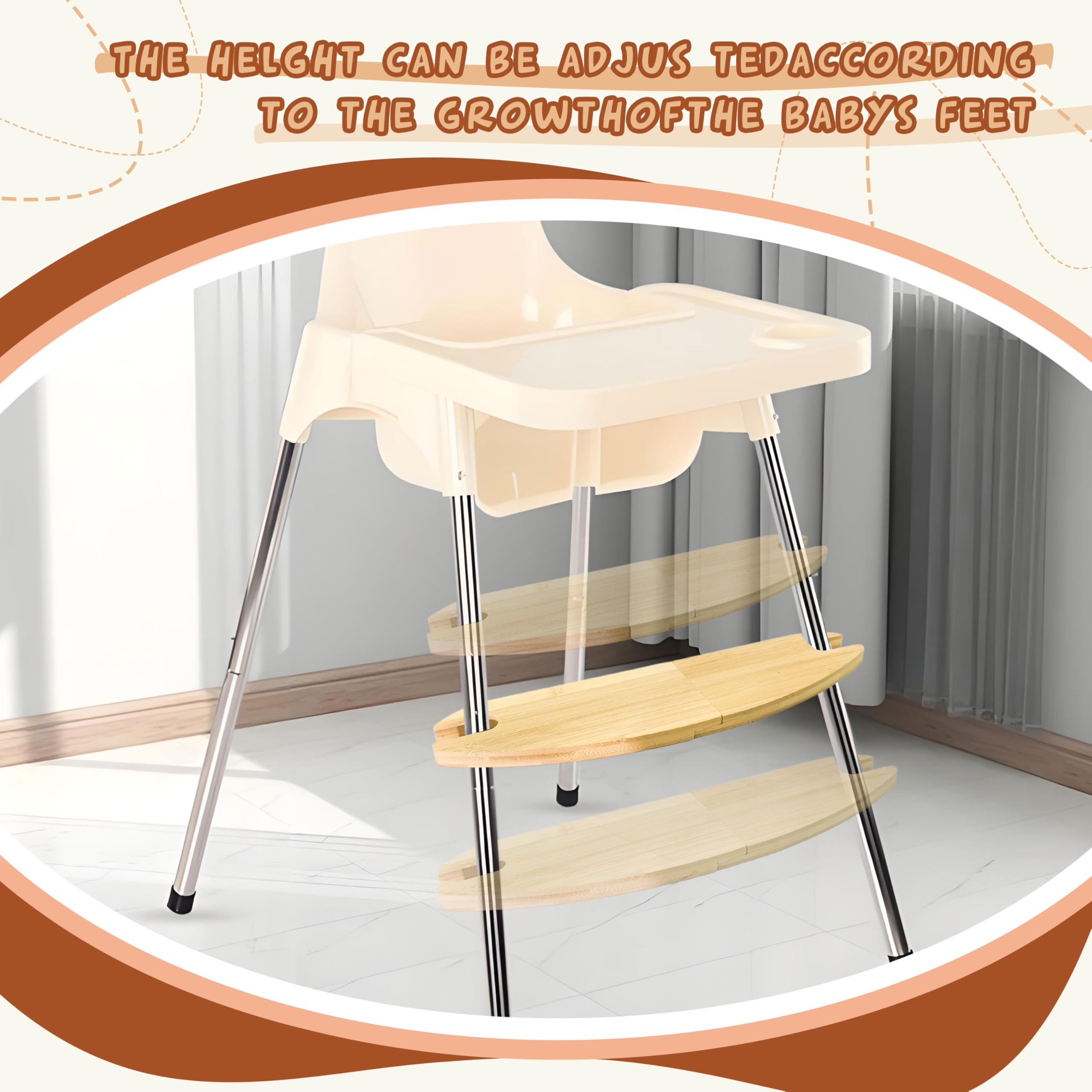 Duomilee footrest adjustable clip secures height for customized seating.