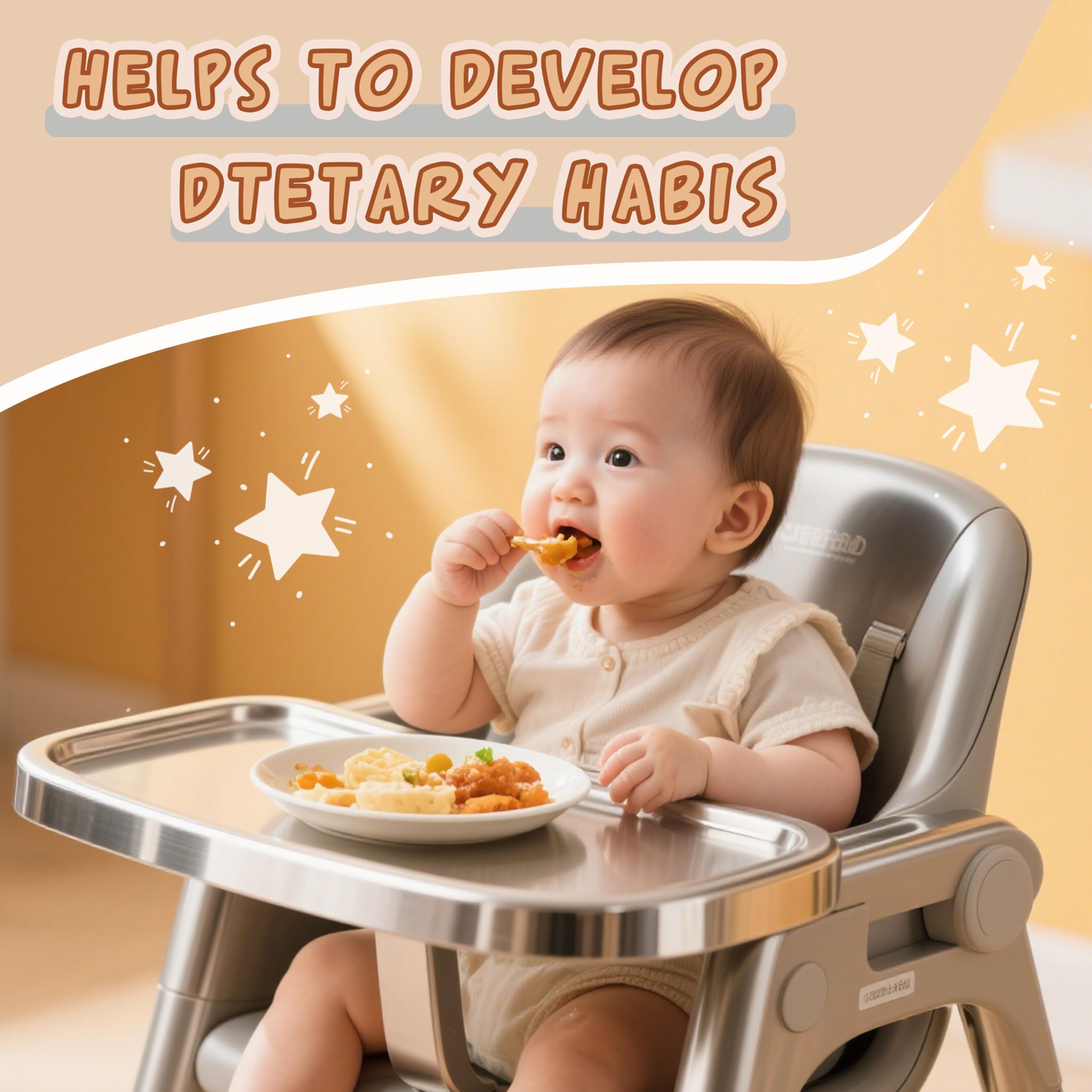 Duomilee footrest in use on a high chair supports proper feeding posture.