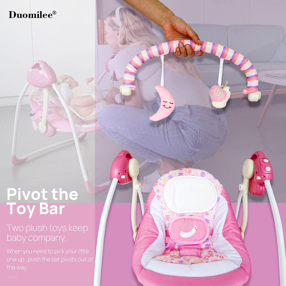 Duomilee infant swing-timer-melodies adds soothing tunes for calm sessions.