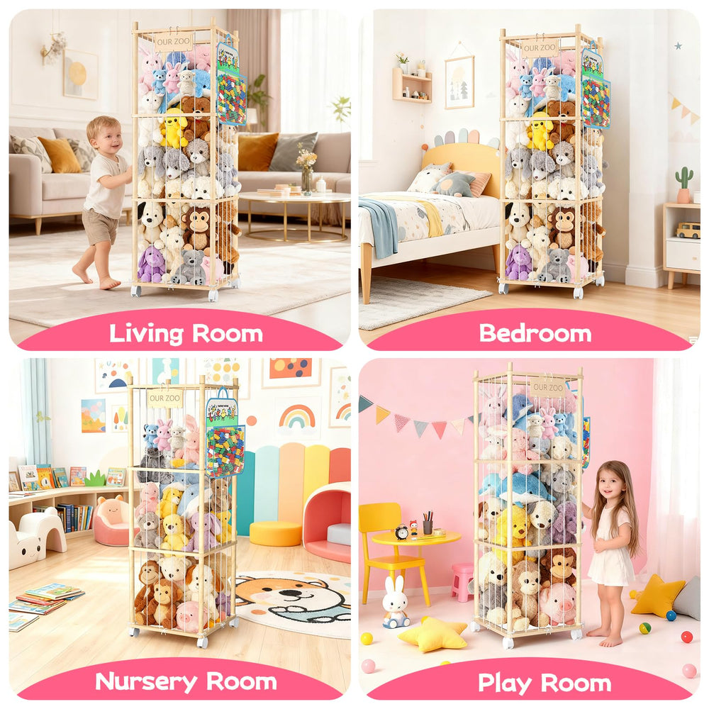 DUOQNY large-capacity-plush-zoo-53-7h stores many toys while saving space.