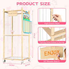 DUOQNY stuffed animal storage wood tower accessories highlights hanging bag and small toy storage