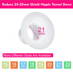 Durceler insert in use shows better fit for small nipples during pumping