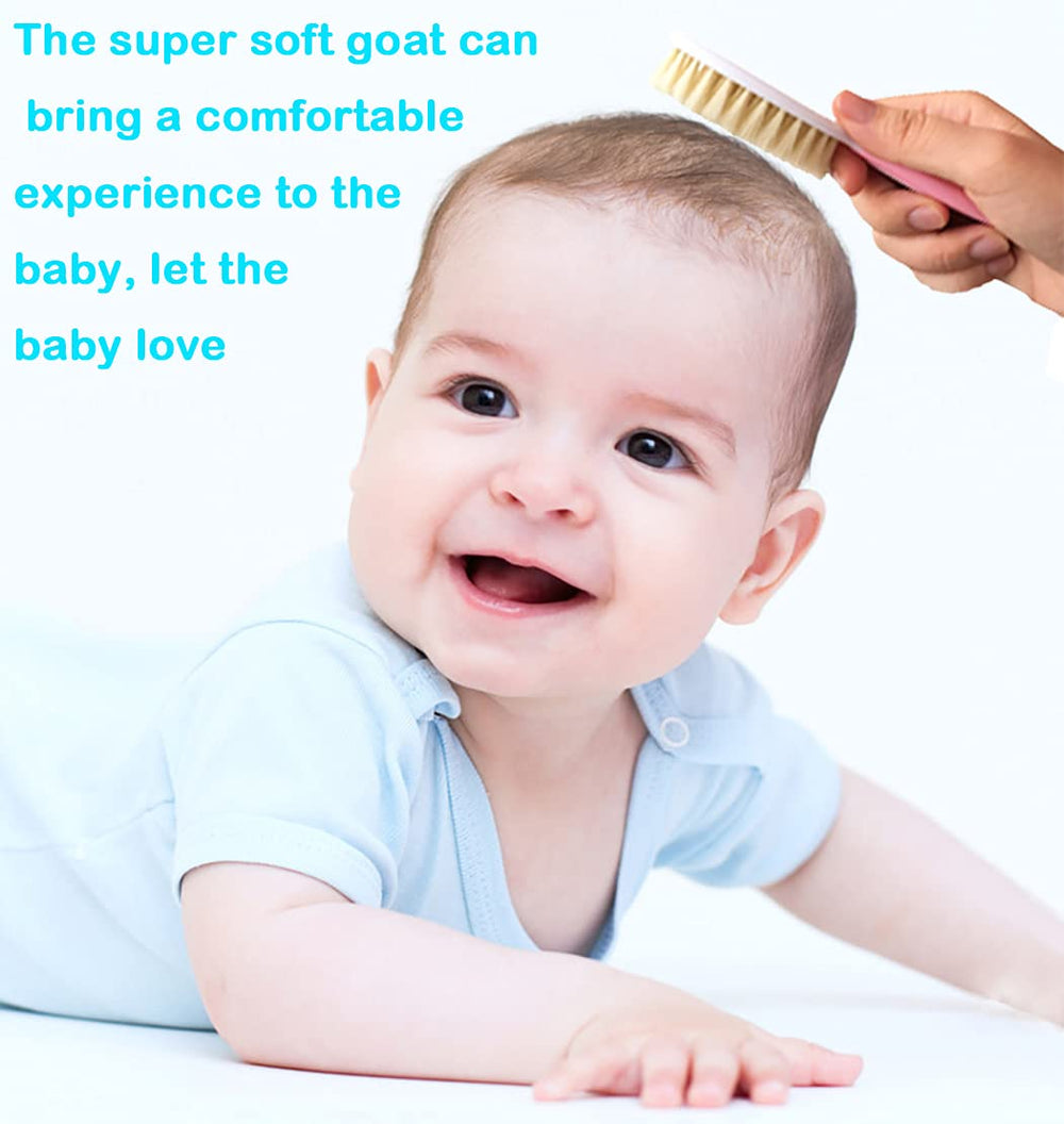 Duruan baby hair brush in use on newborns and toddlers for cradle cap grooming