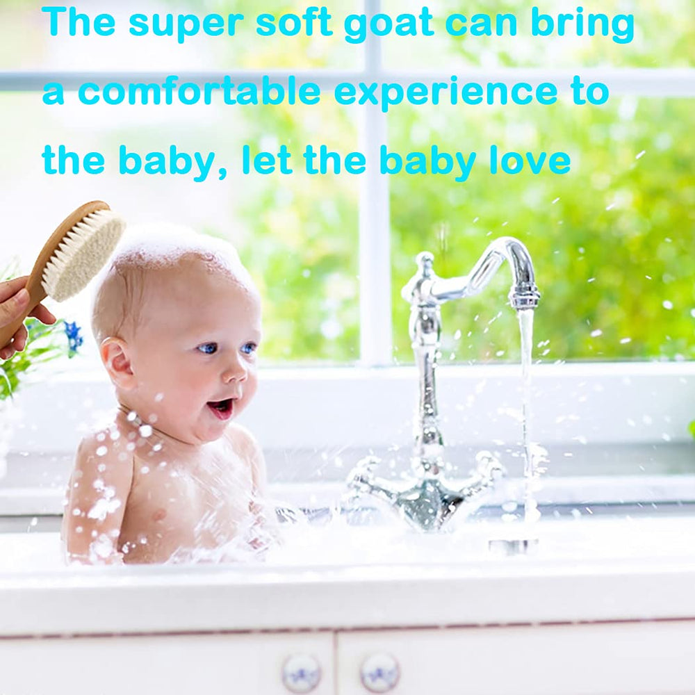 Duruan baby hair brush being used on a toddler for soothing, daily scalp massage
