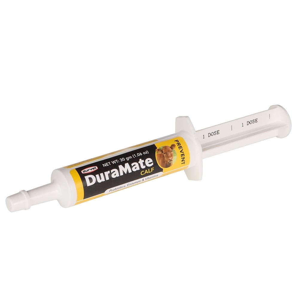 Durvet DuraMate Calf Paste tube ready for newborn calf administration to support digestion.