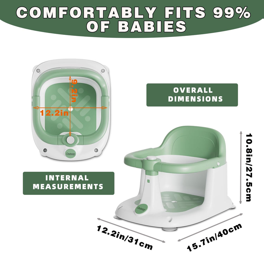 Dushany bath seat durable, BPA-free plastic offers simple cleaning after soap and shampoo.