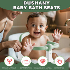 Dushany baby bath seat side view highlights ergonomic contouring for comfy seating.