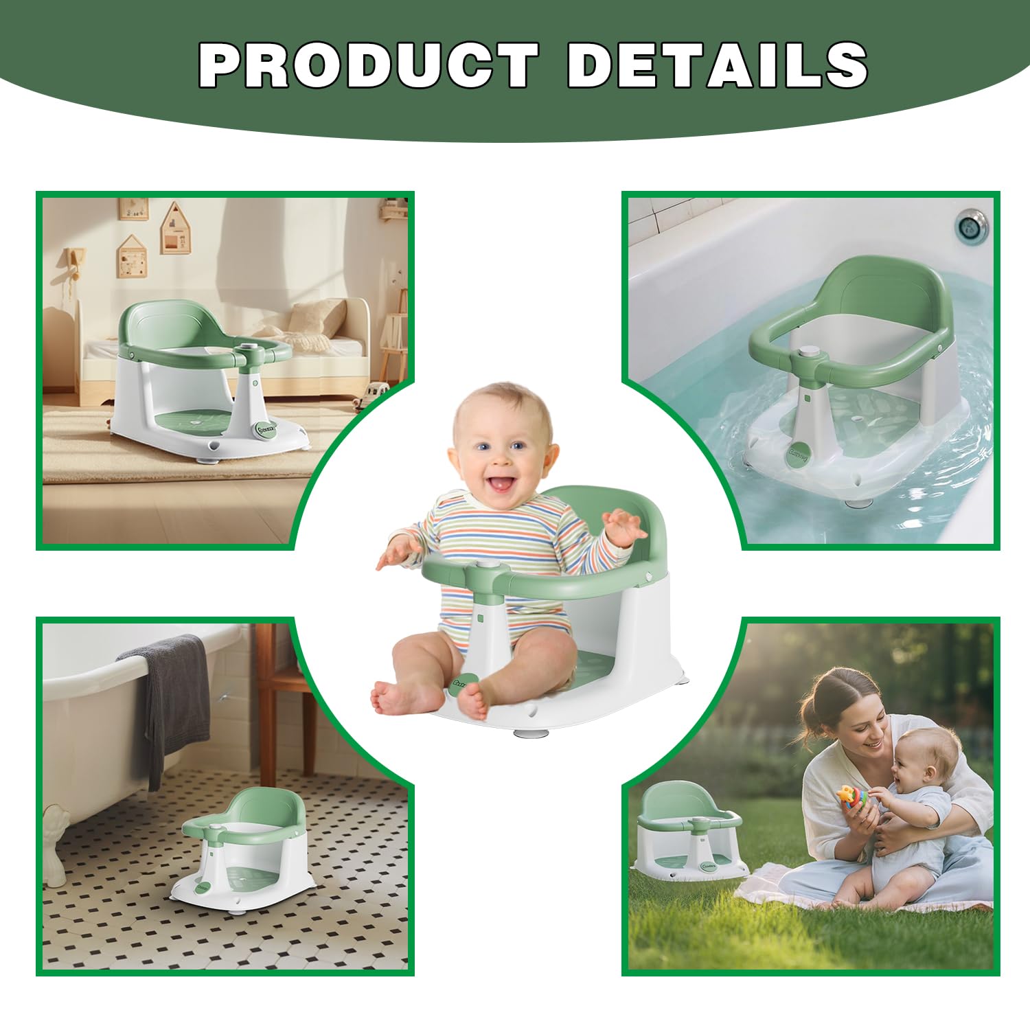 Dushany baby bath seat fits most standard tubs for hassle-free bath time.
