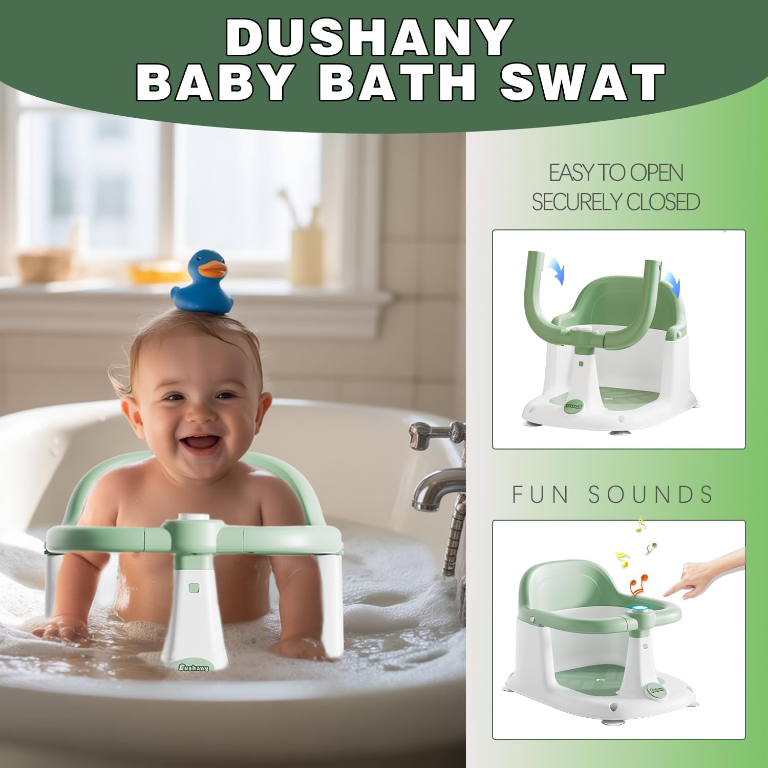 Dushany bath seat with suction cups demonstrates strong stability on tub surfaces.