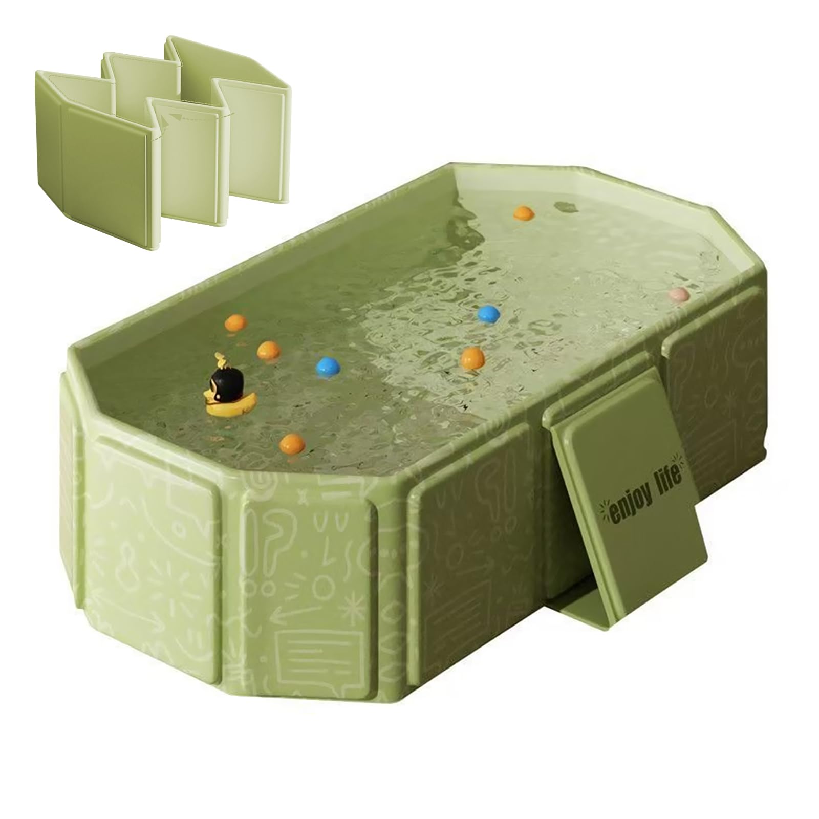 DUSHARKFUN collapsible bathtub folded flat enables compact storage and easy travel.