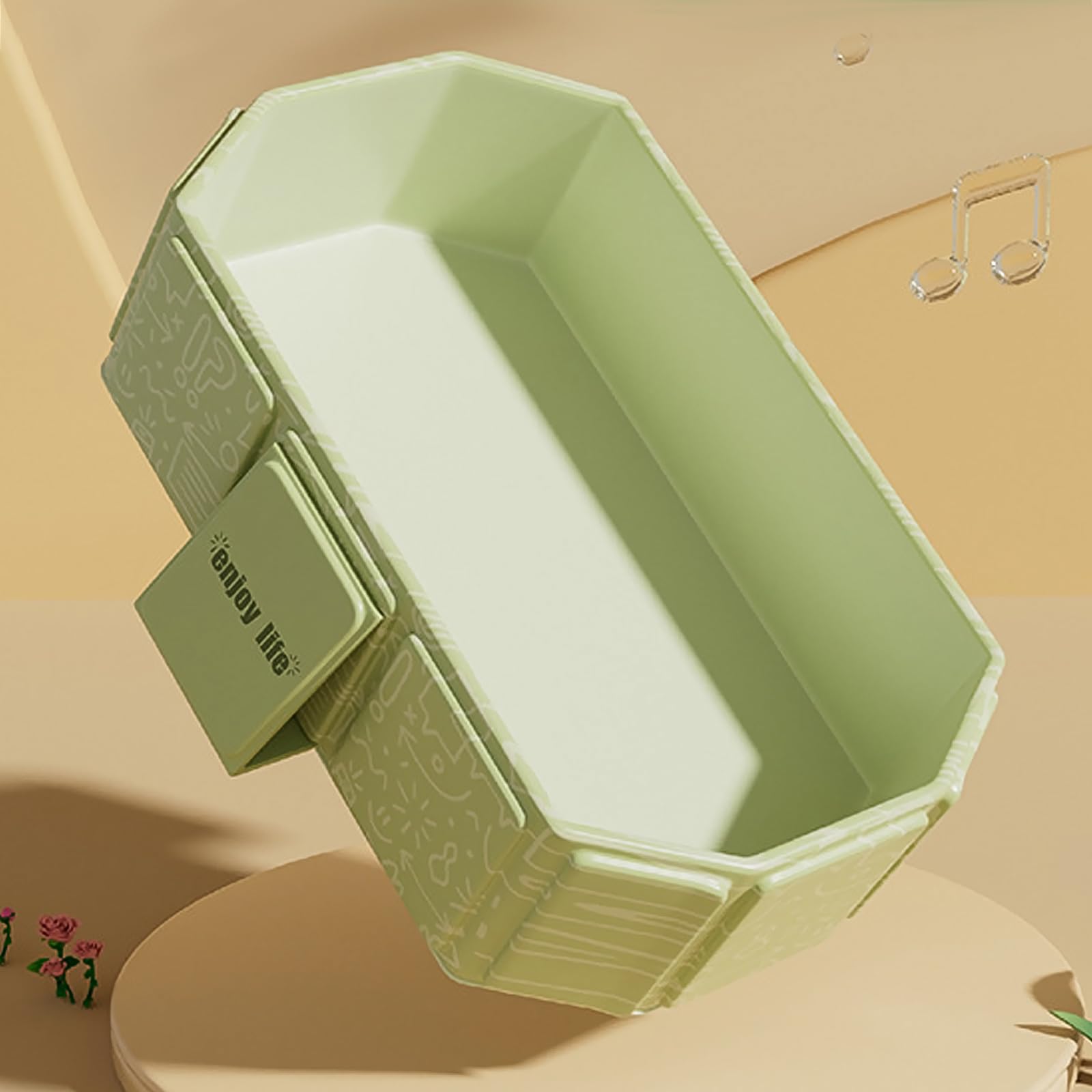 DUSHARKFUN green-collapsible-bathtub adds color and compact storage.