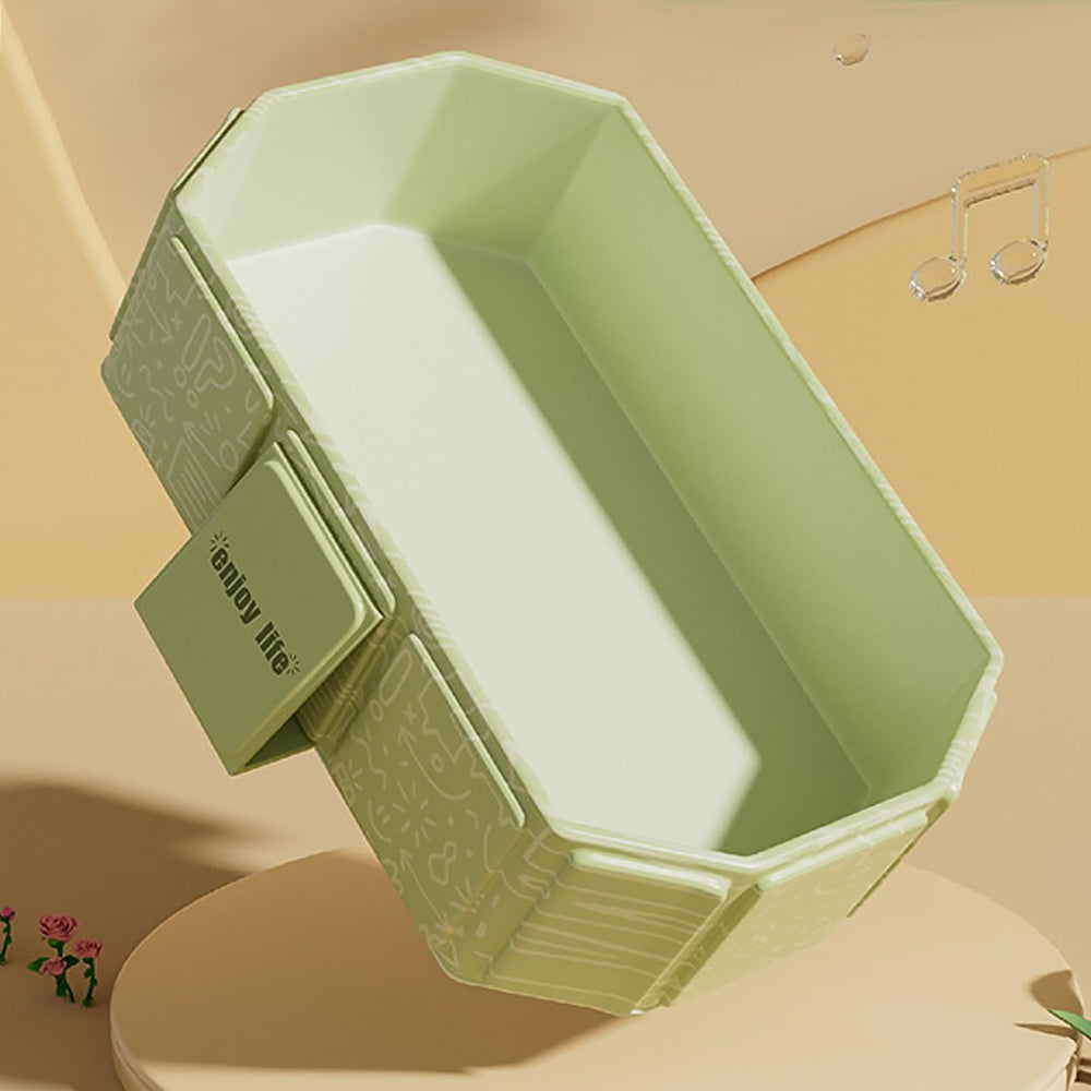 DUSHARKFUN green-collapsible-bathtub adds color and compact storage.