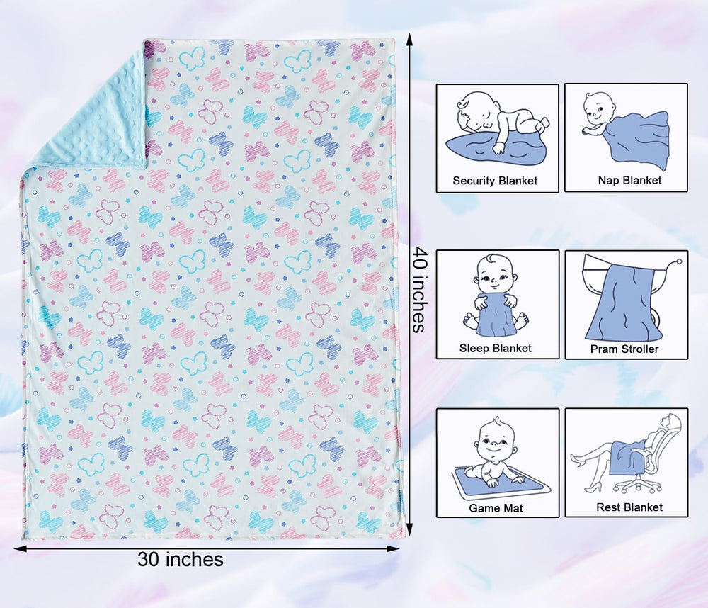 DuShow Butterfly blanket back dotted backing adds plush warmth